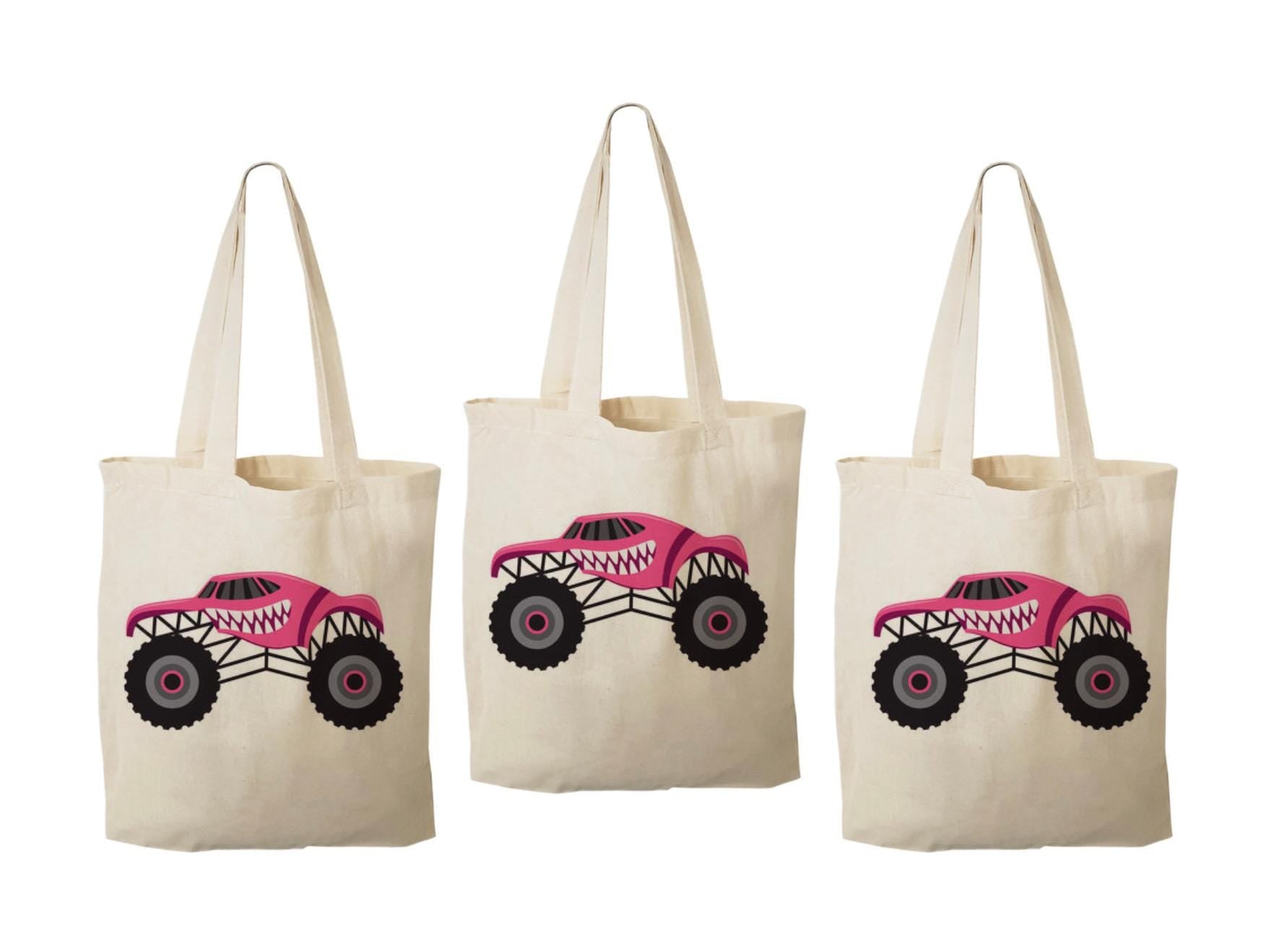 Monster Truck Party Favor Bags: Set of 3 Cotton Treat Bags