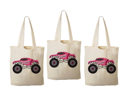 Monster Truck Party Favor Bags: Set of 3 Cotton Treat Bags