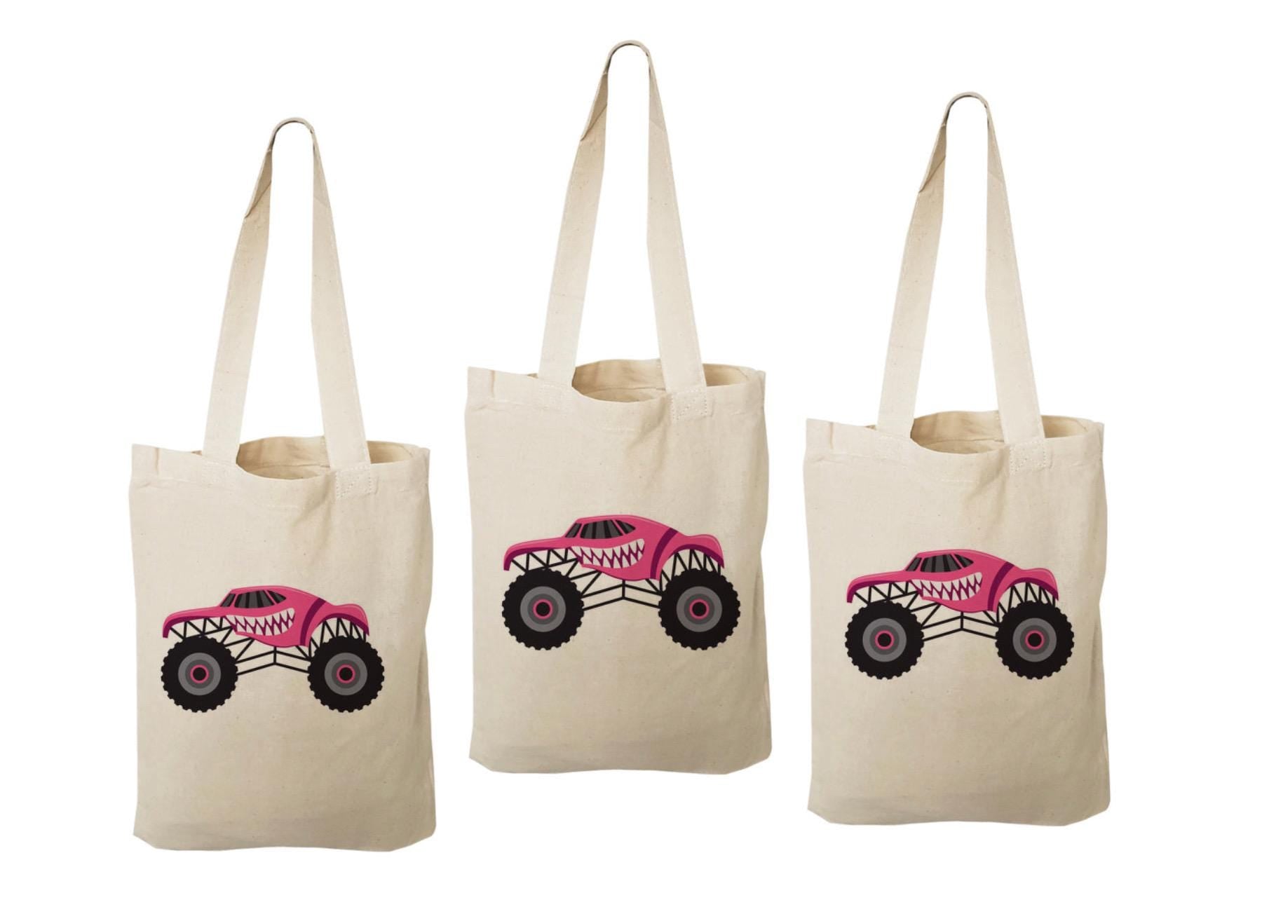 Monster Truck Party Favor Bags: Set of 3 Cotton Treat Bags