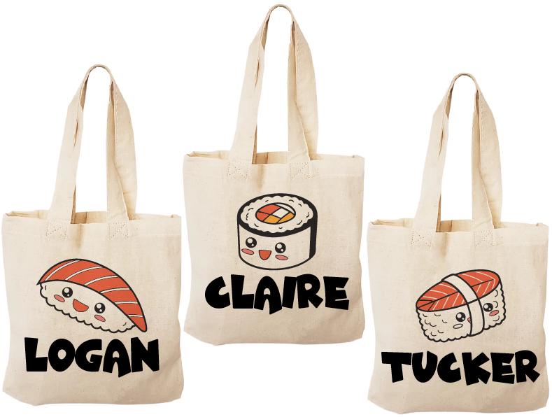 Personalized Sushi Party Favor Bags - Set of Three Bags