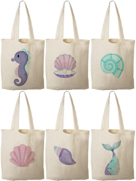 Mermaid Party Favor Bags - Set of Six Bags