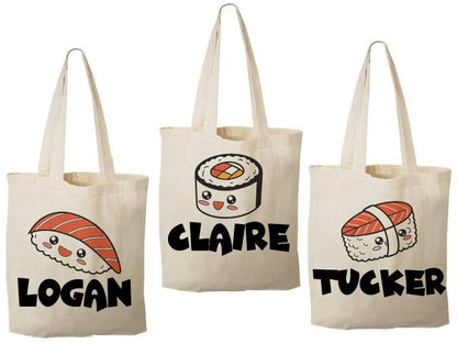 Personalized Sushi Party Favor Bags - Set of Three Bags