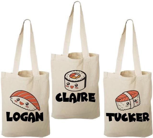 Personalized Sushi Party Favor Bags - Set of Three Bags