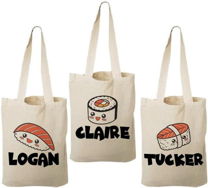 Personalized Sushi Party Favor Bags - Set of Three Bags