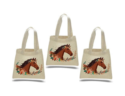 Horse Party Favor Bags - Perfect for Horse or Pony Themed Parties! - Set of Three - Cotton Bags with Handles