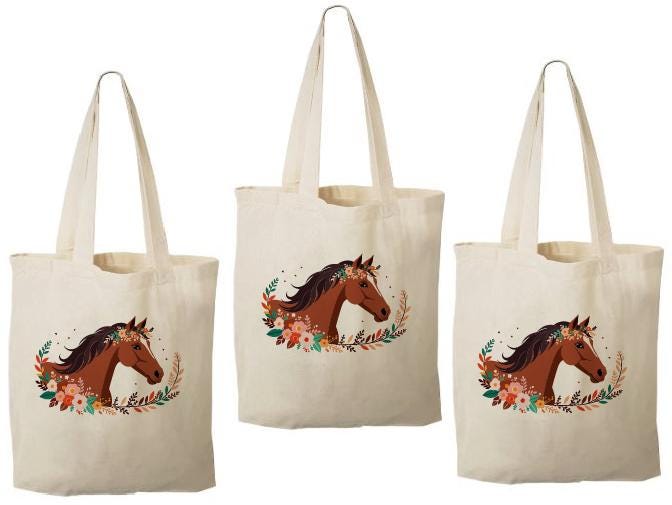Horse Party Favor Bags - Perfect for Horse or Pony Themed Parties! - Set of Three - Cotton Bags with Handles