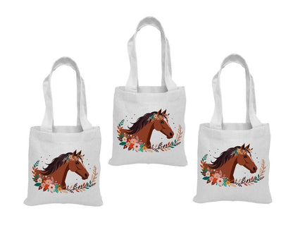Horse Party Favor Bags - Perfect for Horse or Pony Themed Parties! - Set of Three - Cotton Bags with Handles
