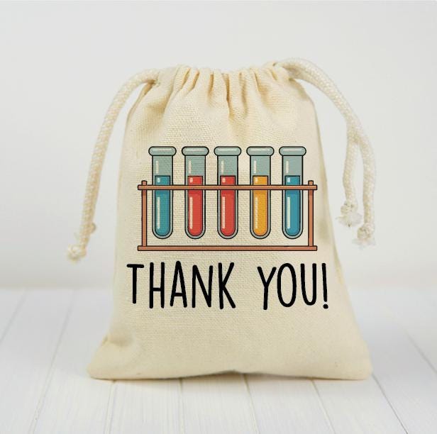 Science Party Favor Bags – Cotton Thank You Treat Bags
