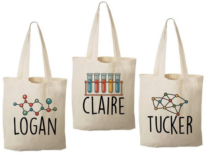Personalized Science Party Favor Bags - Custom Cotton Tote