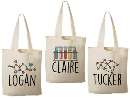 Personalized Science Party Favor Bags - Custom Cotton Tote