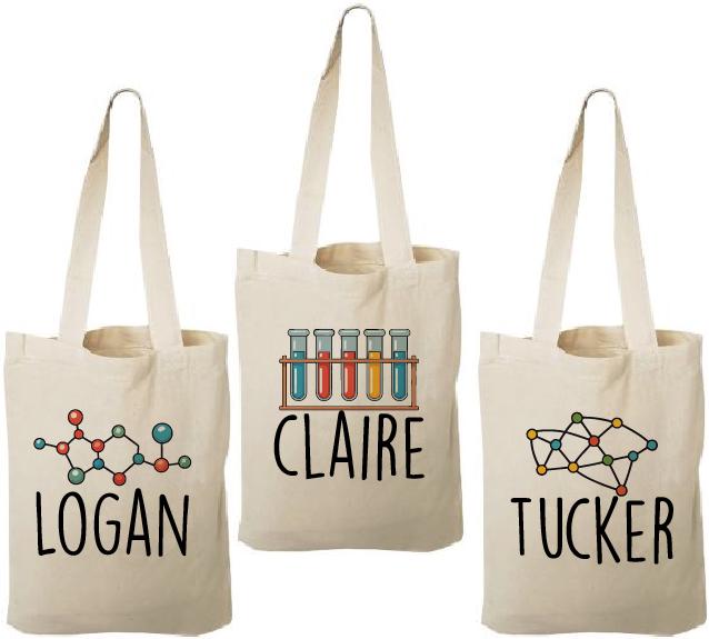 Personalized Science Party Favor Bags - Custom Cotton Tote