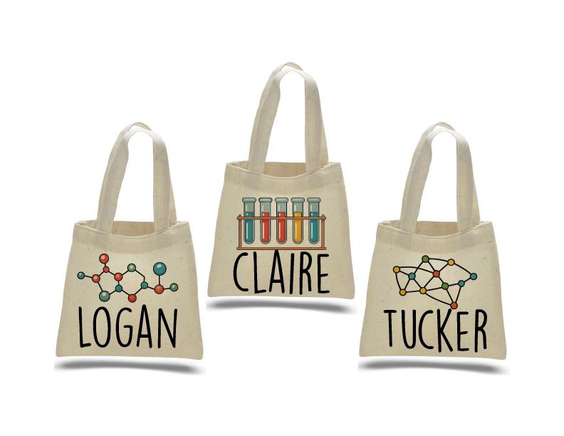 Personalized Science Party Favor Bags - Custom Cotton Tote