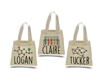 Personalized Science Party Favor Bags - Custom Cotton Tote