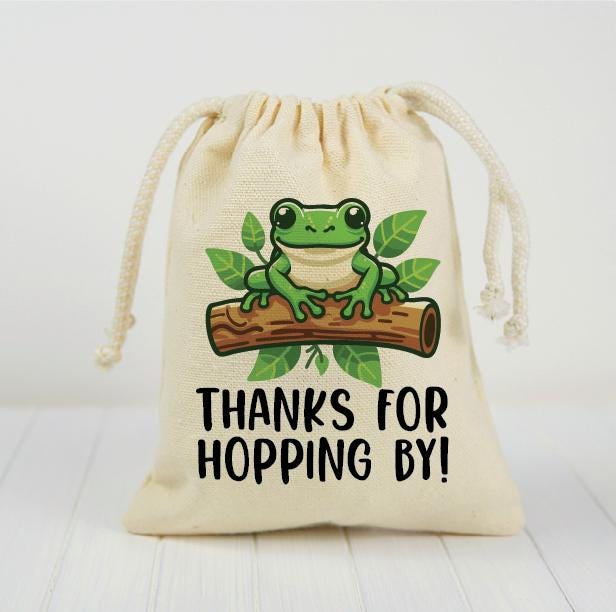 Frog Party Favor Bags - Thanks For Hopping By! - Perfect for Frog Themed Parties and Events - Frog Thank You Goodie Bags
