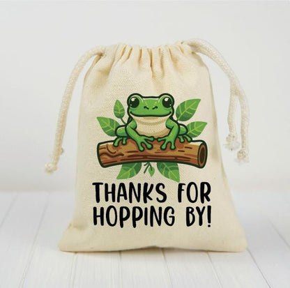 Frog Party Favor Bags - Thanks For Hopping By! - Perfect for Frog Themed Parties and Events - Frog Thank You Goodie Bags