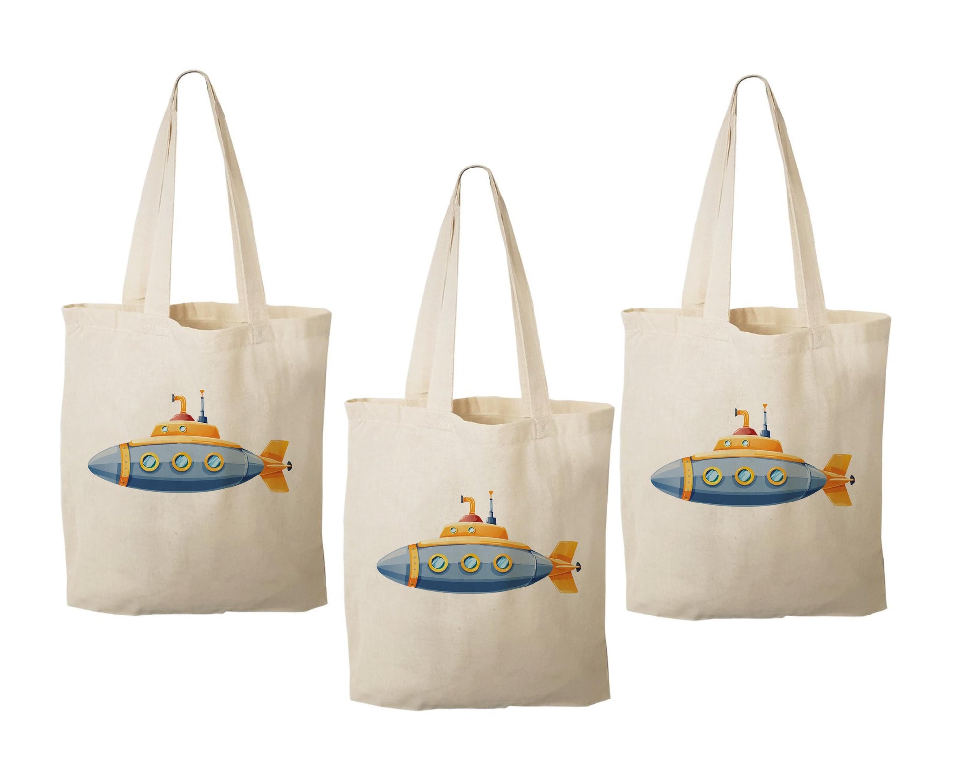 Submarine Party Favor Bags: Set of 3 Cotton Treat Bags