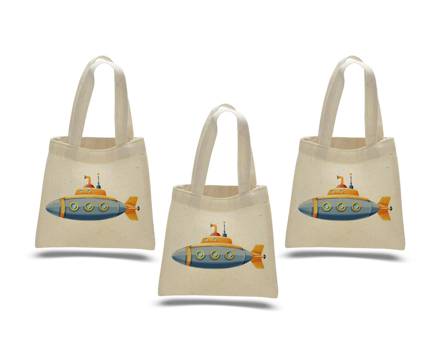 Submarine Party Favor Bags: Set of 3 Cotton Treat Bags