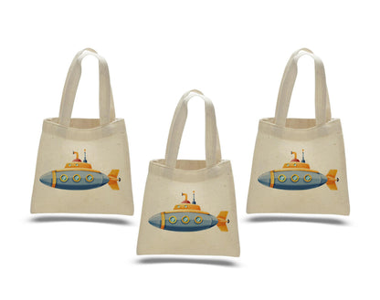 Submarine Party Favor Bags: Set of 3 Cotton Treat Bags