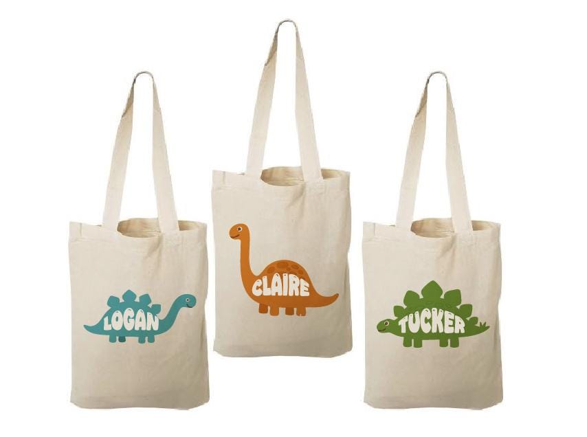 Dinosaur Treat Bags: Set of 3 Cotton Dino Party Goodie Bags