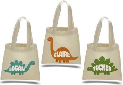 Dinosaur Treat Bags: Set of 3 Cotton Dino Party Goodie Bags