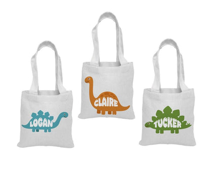 Dinosaur Treat Bags: Set of 3 Cotton Dino Party Goodie Bags