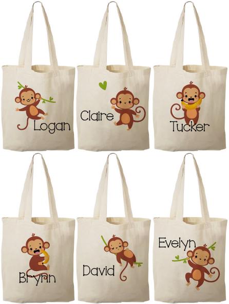 Monkey Party Favor Bags: Eco-Friendly Cotton Goodie Bags