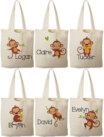 Monkey Party Favor Bags: Eco-Friendly Cotton Goodie Bags