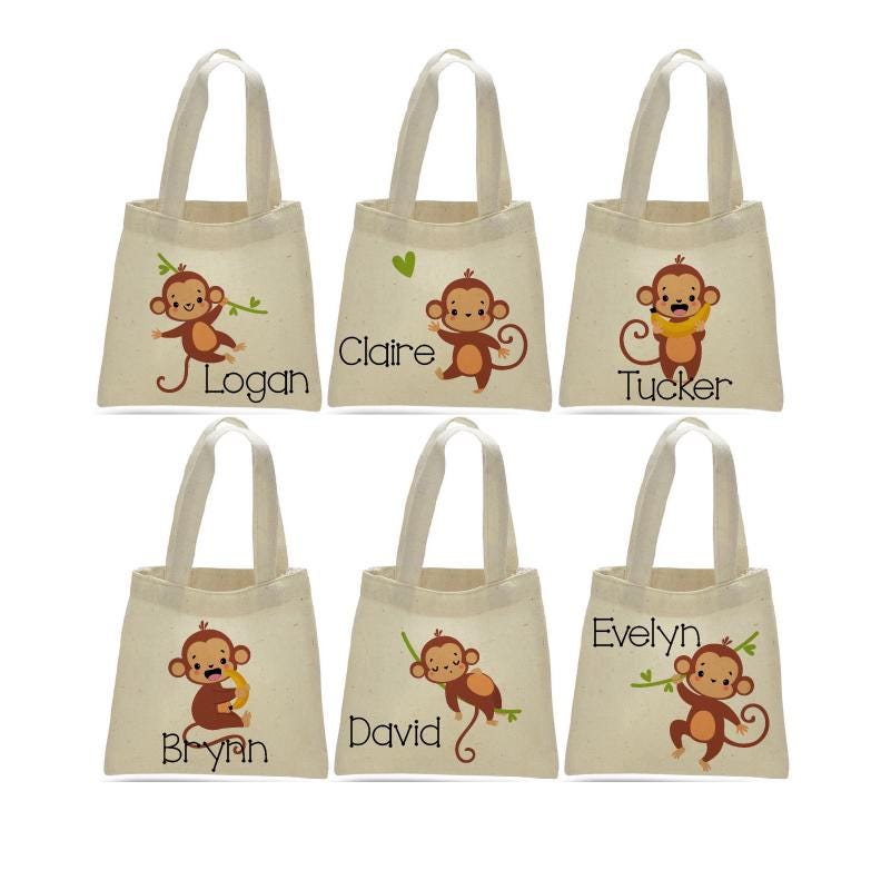 Monkey Party Favor Bags: Eco-Friendly Cotton Goodie Bags