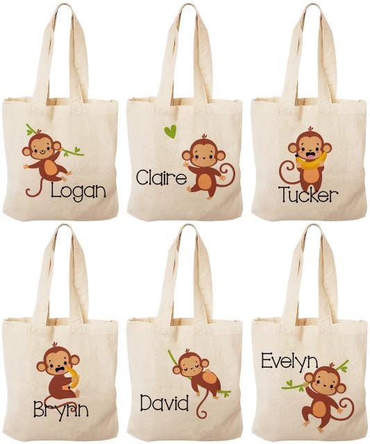Monkey Party Favor Bags: Eco-Friendly Cotton Goodie Bags