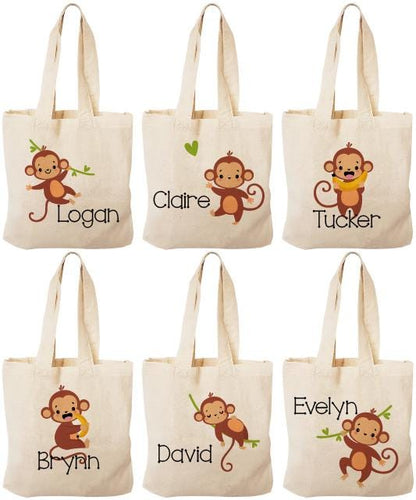 Monkey Party Favor Bags: Eco-Friendly Cotton Goodie Bags