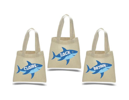 Shark Party Favor Bags: Set of 3 Eco-Friendly Cotton Goodie Bags