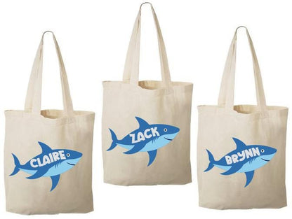 Shark Party Favor Bags: Set of 3 Eco-Friendly Cotton Goodie Bags