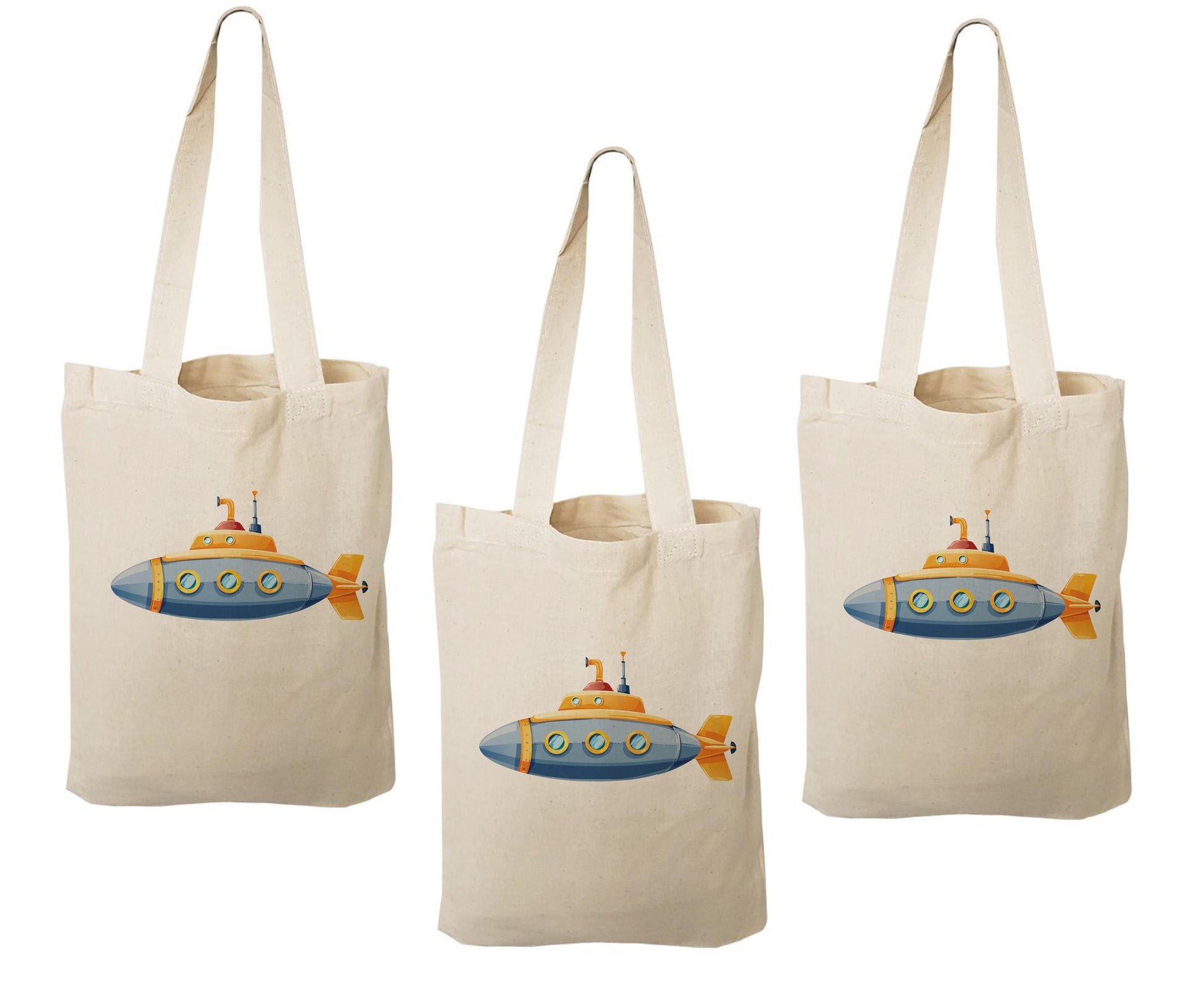 Submarine Party Favor Bags: Set of 3 Cotton Treat Bags