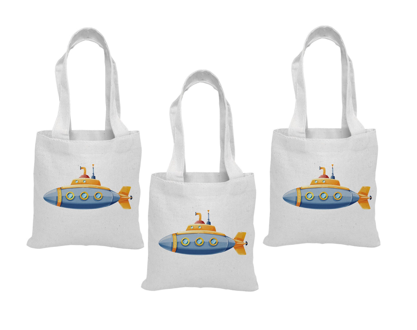 Submarine Party Favor Bags: Set of 3 Cotton Treat Bags