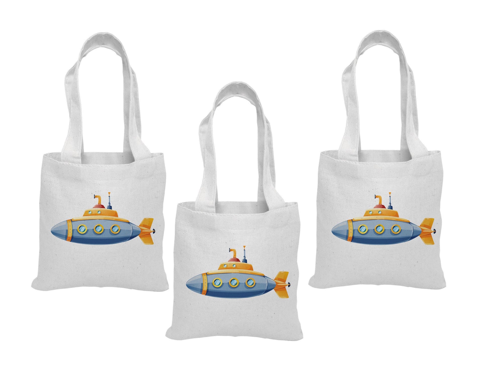 Submarine Party Favor Bags: Set of 3 Cotton Treat Bags
