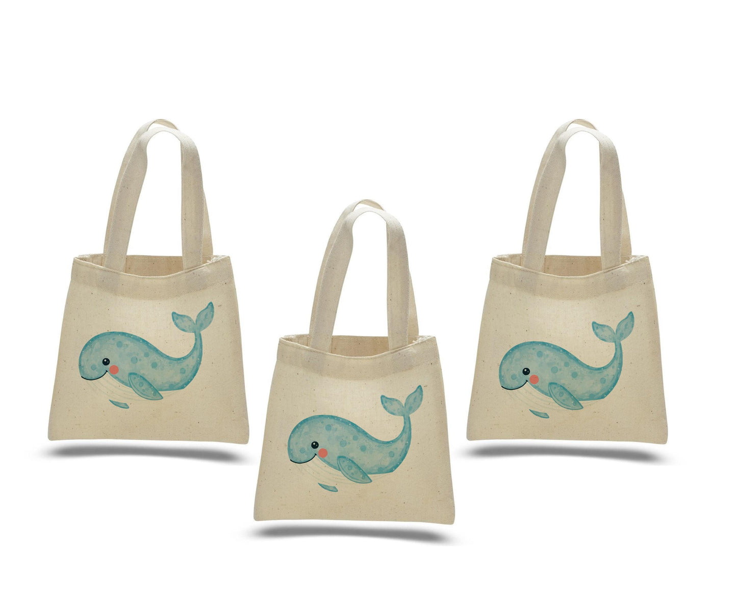 Whale Party Favor Bags: Set of 3 Cotton Treat Bags