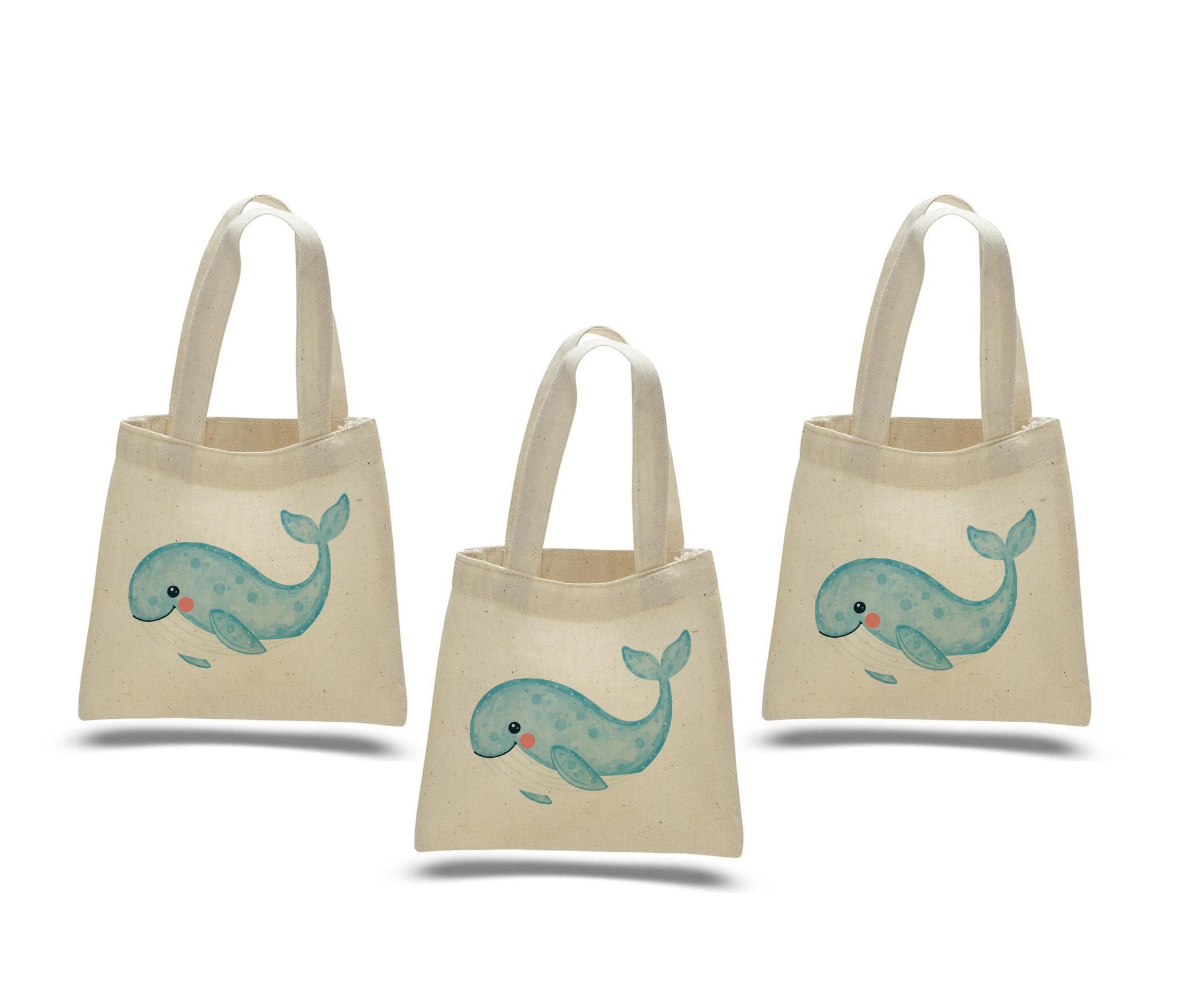 Whale Party Favor Bags: Set of 3 Cotton Treat Bags