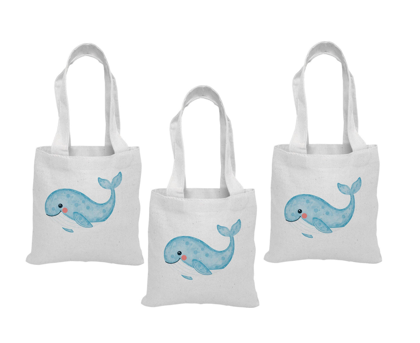 Whale Party Favor Bags: Set of 3 Cotton Treat Bags