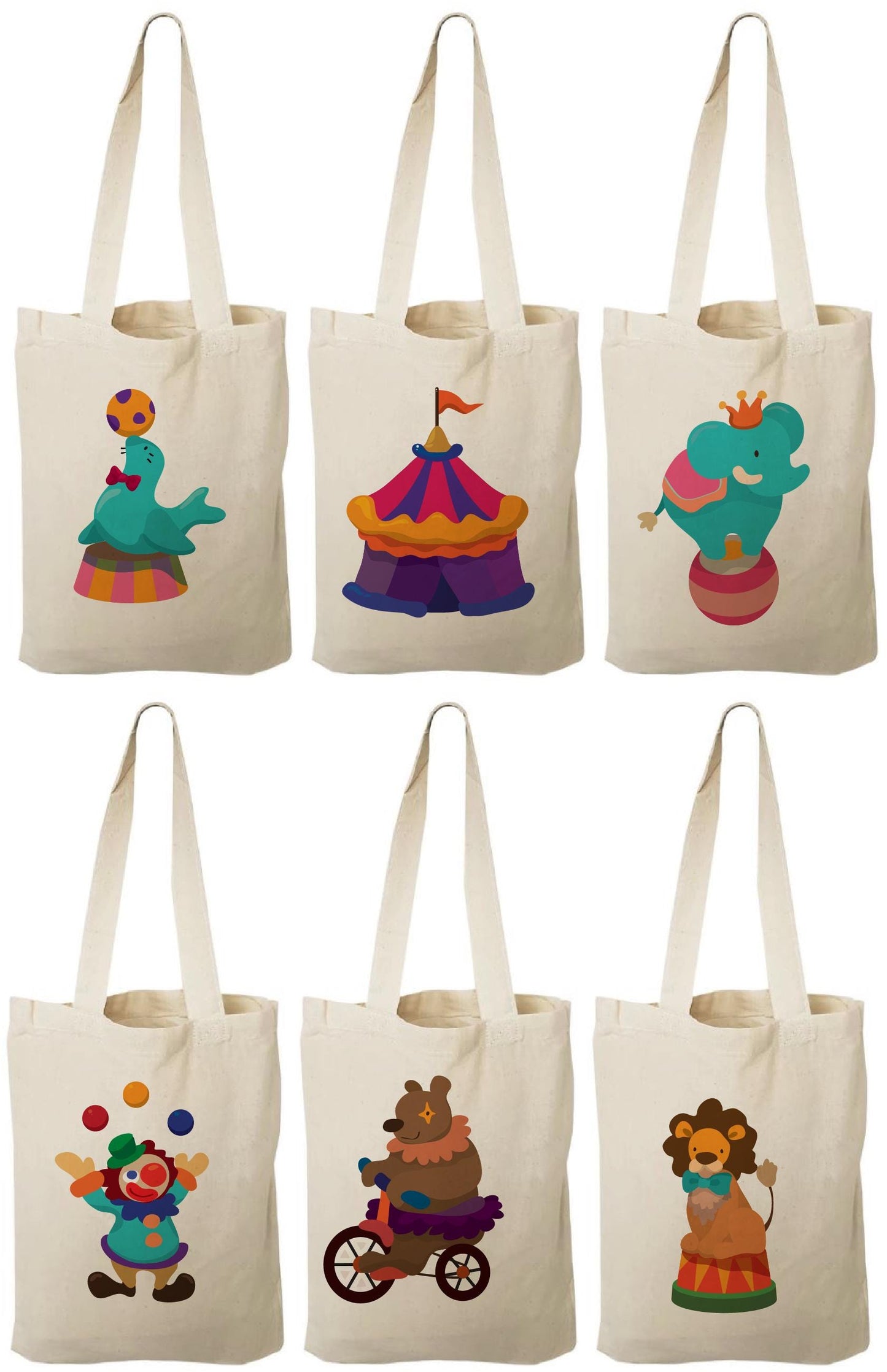 Circus Party Favor Bags: Cotton Carnival Treat Bags, Set of 6