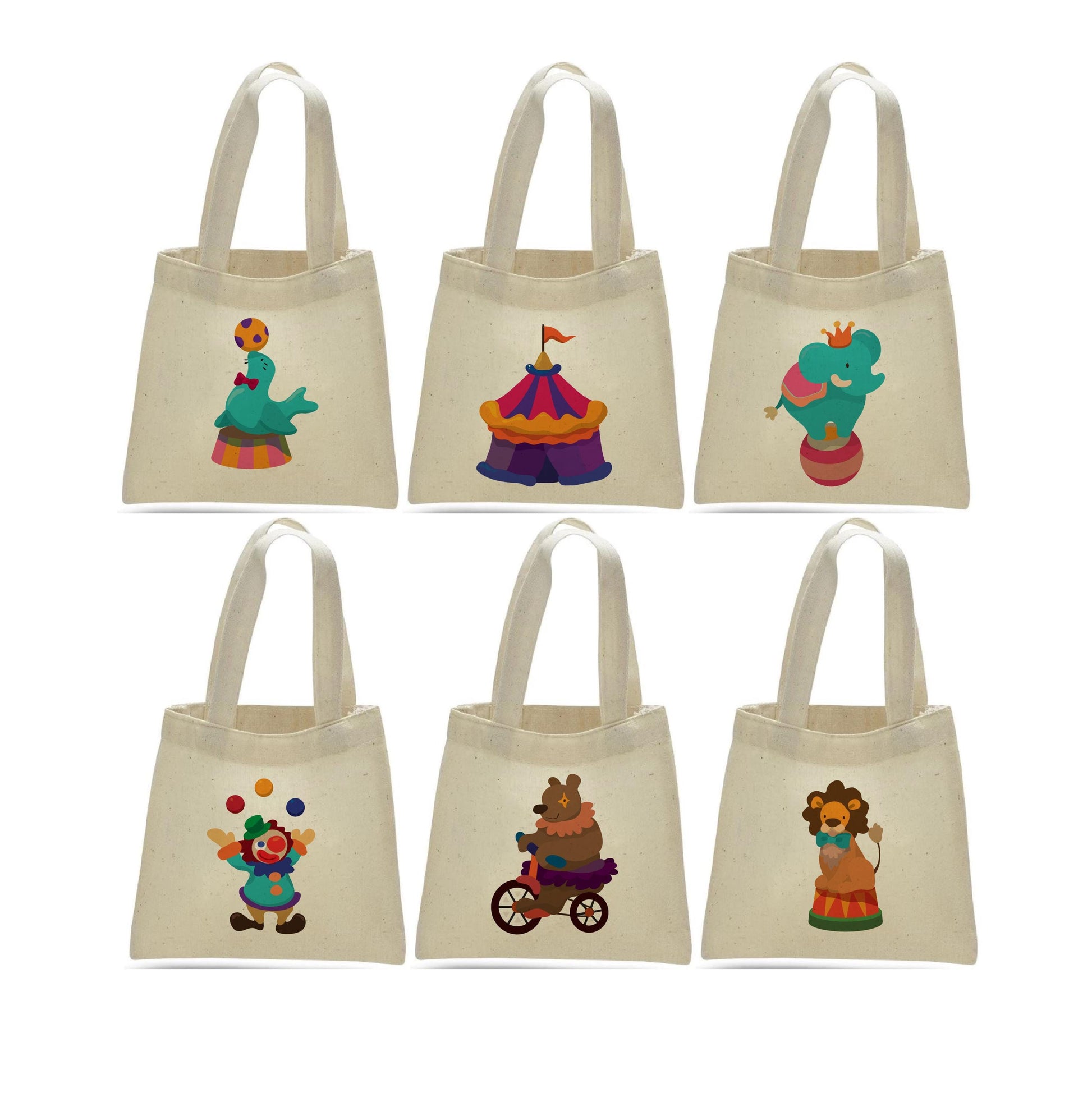 Circus Party Favor Bags: Cotton Carnival Treat Bags, Set of 6