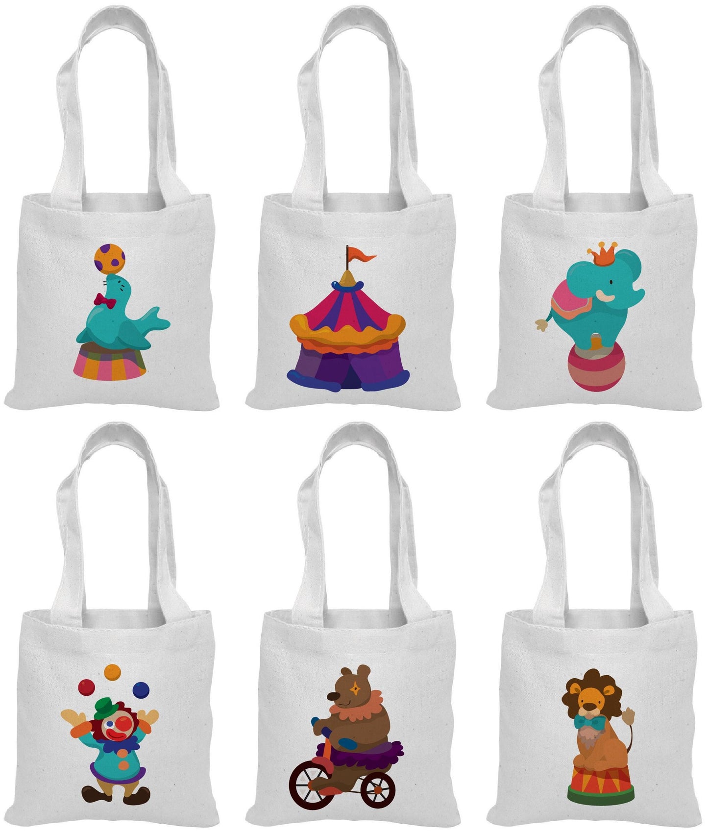 Circus Party Favor Bags: Cotton Carnival Treat Bags, Set of 6