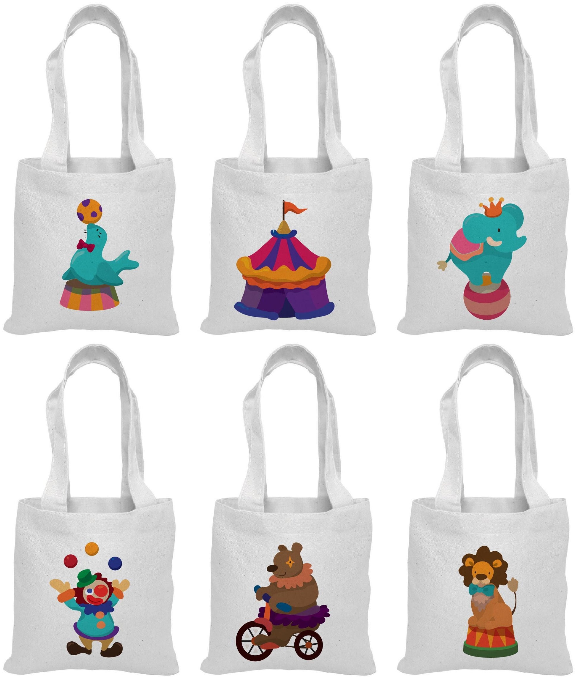 Circus Party Favor Bags: Cotton Carnival Treat Bags, Set of 6