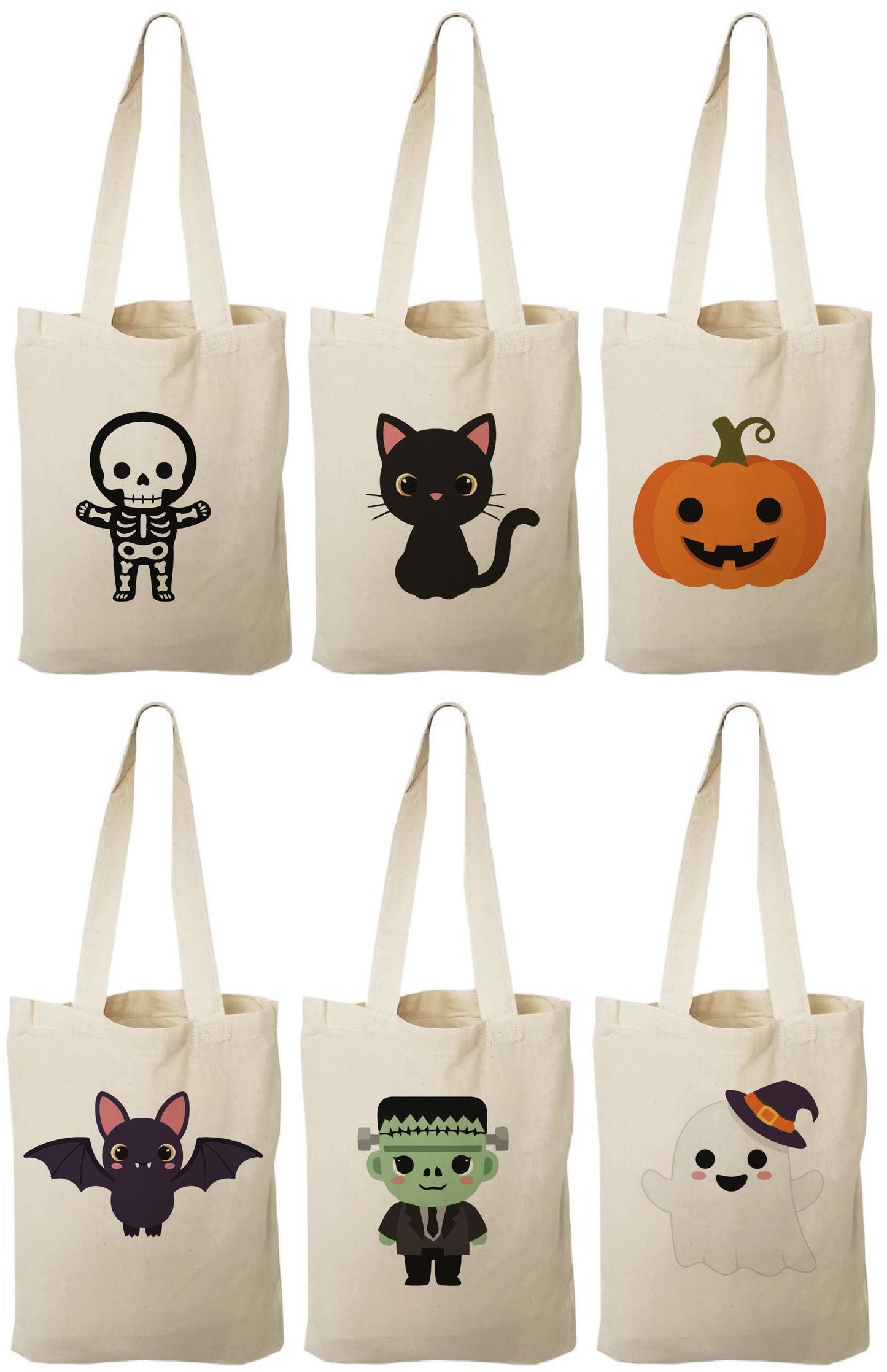 Halloween Cotton Canvas Treat Bags: Set of 6 Party Favors