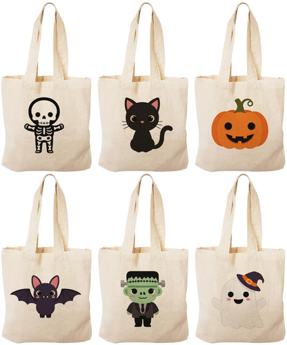 Halloween Cotton Canvas Treat Bags: Set of 6 Party Favors