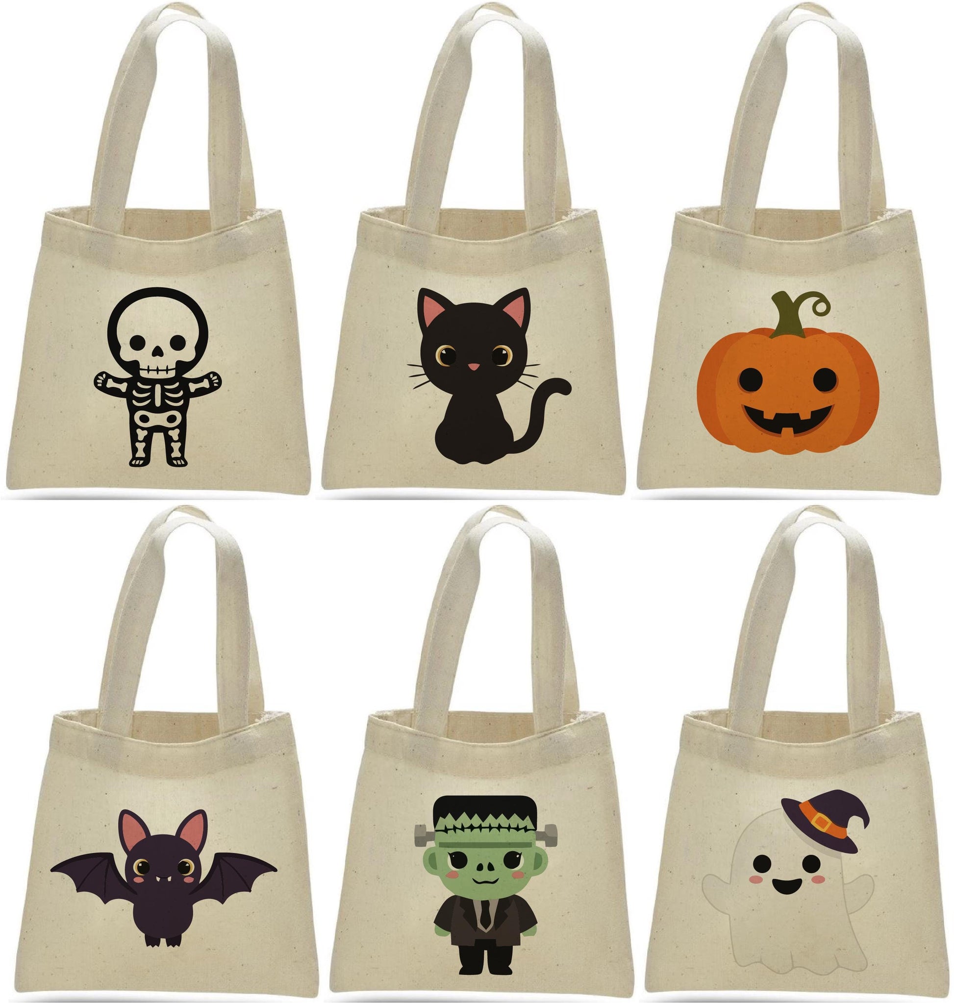 Halloween Cotton Canvas Treat Bags: Set of 6 Party Favors