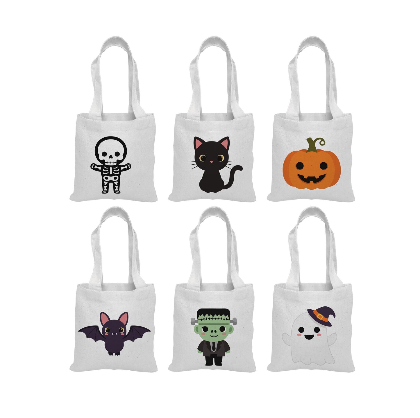 Halloween Cotton Canvas Treat Bags: Set of 6 Party Favors