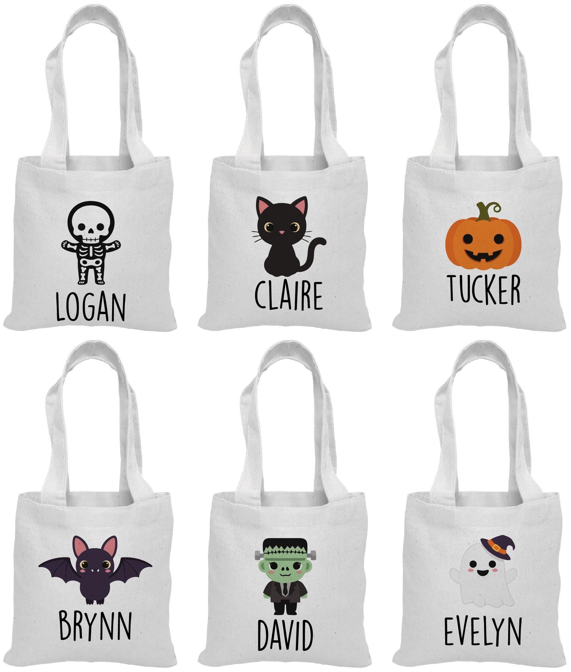 Halloween Treat Bags: Set of 6 Cotton Party Favor Bags