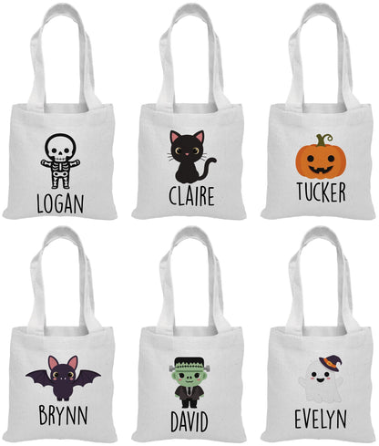 Halloween Treat Bags: Set of 6 Cotton Party Favor Bags