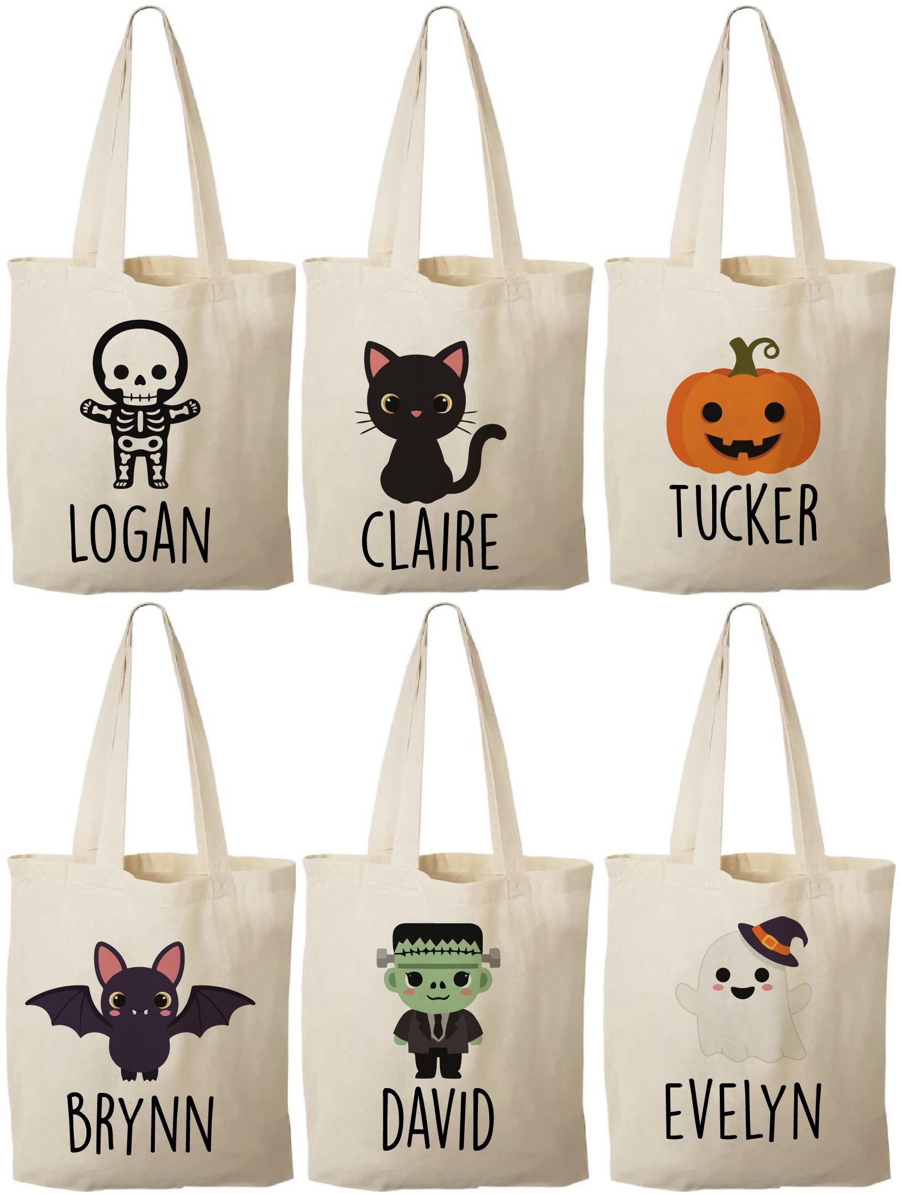Halloween Treat Bags: Set of 6 Cotton Party Favor Bags