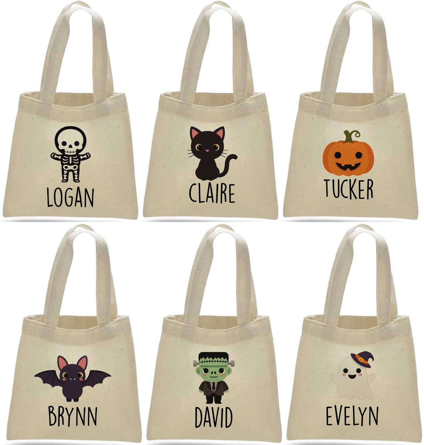 Halloween Treat Bags: Set of 6 Cotton Party Favor Bags